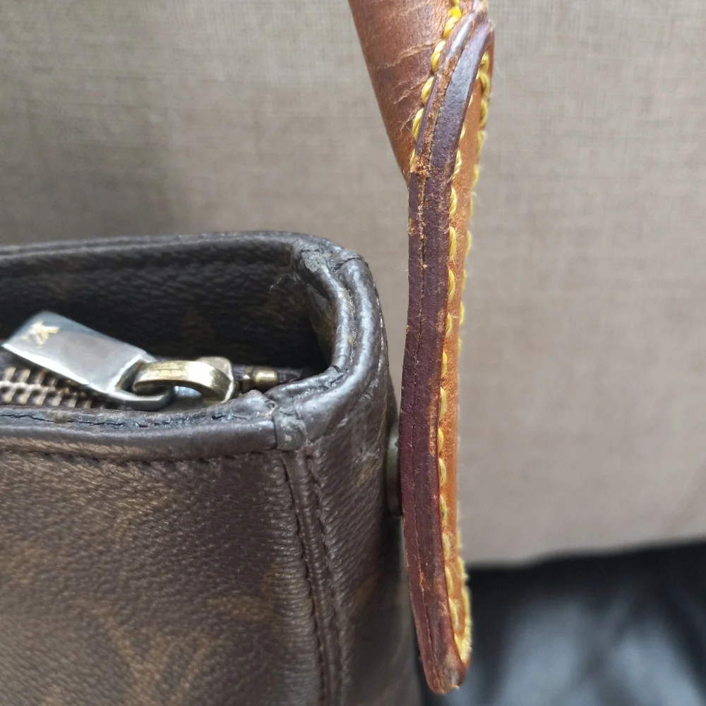 Louis Vuitton Brown Monogram Shoulder Bag with Tan Strap